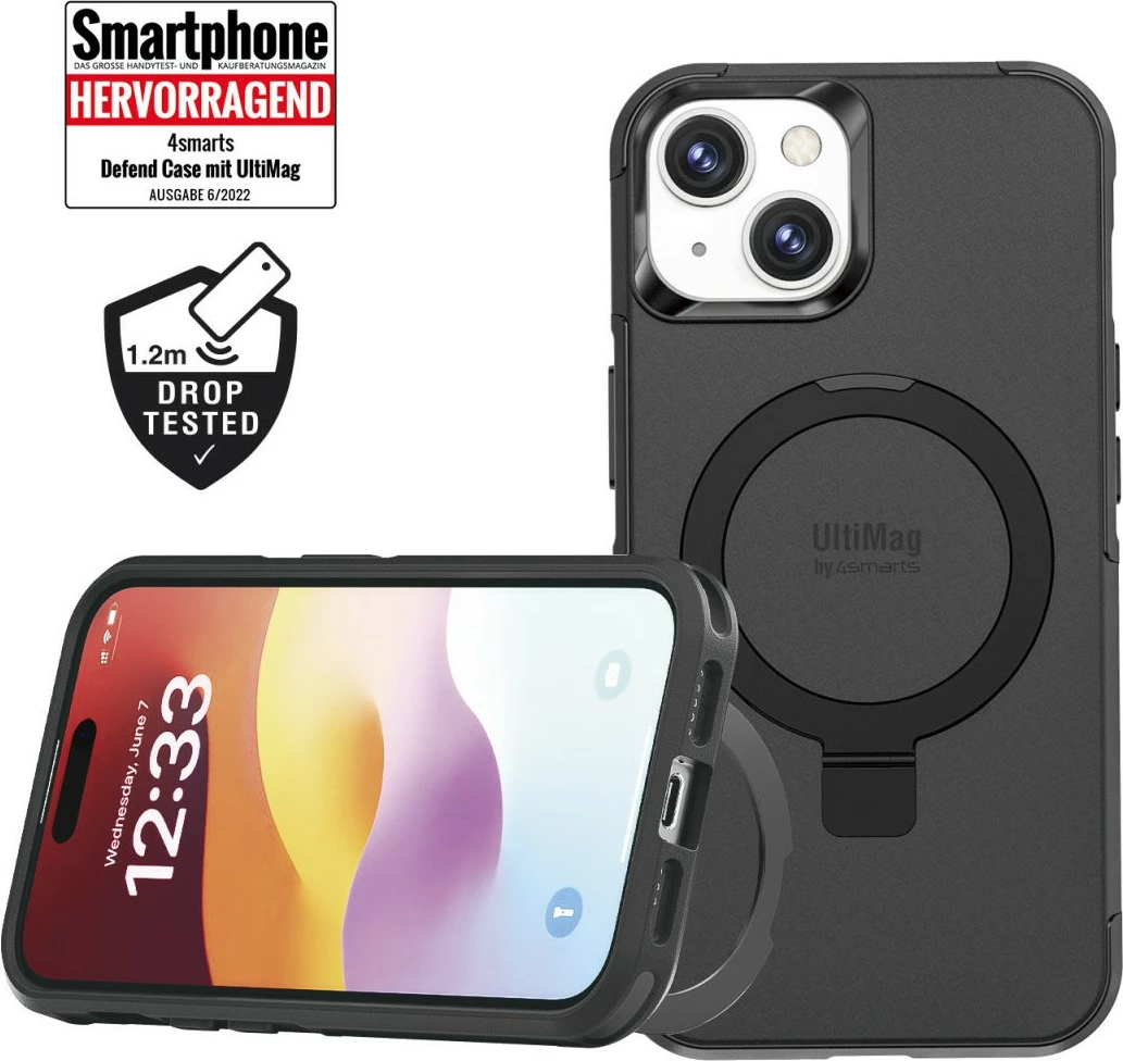 Mbështjellës 4smarts Defend, iPhone 15 Plus, 17 cm (6.7"), i zi