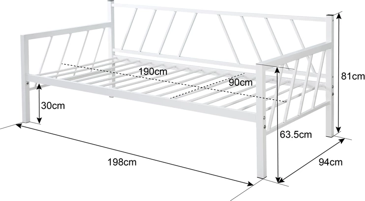 Krevat-sofa Remmie, metalik, ngjyrë e bardhë, 90x190cm