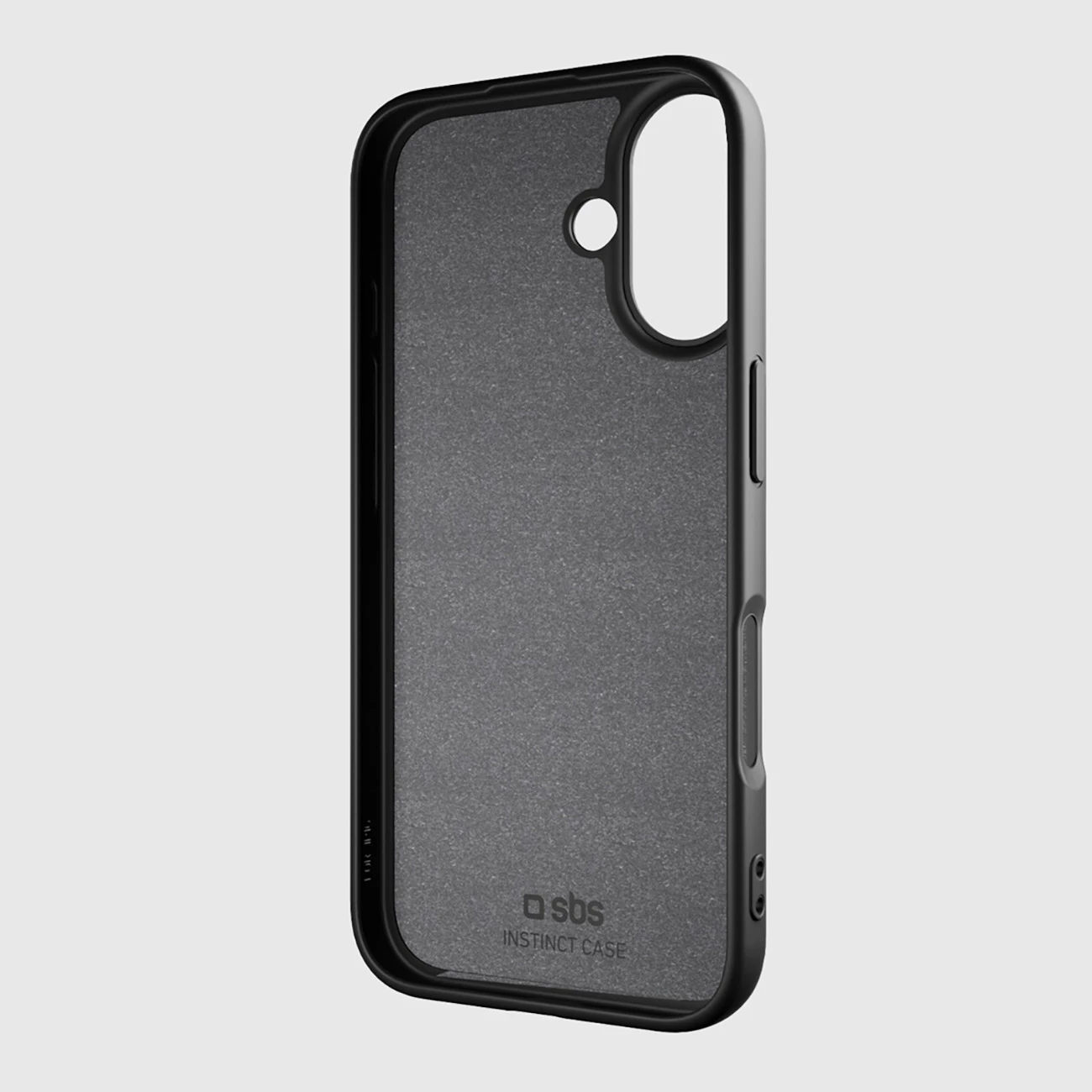 Mbështjellës SBS Instinct për iPhone 16, TPU me mikrofibër, i zi, me kuti