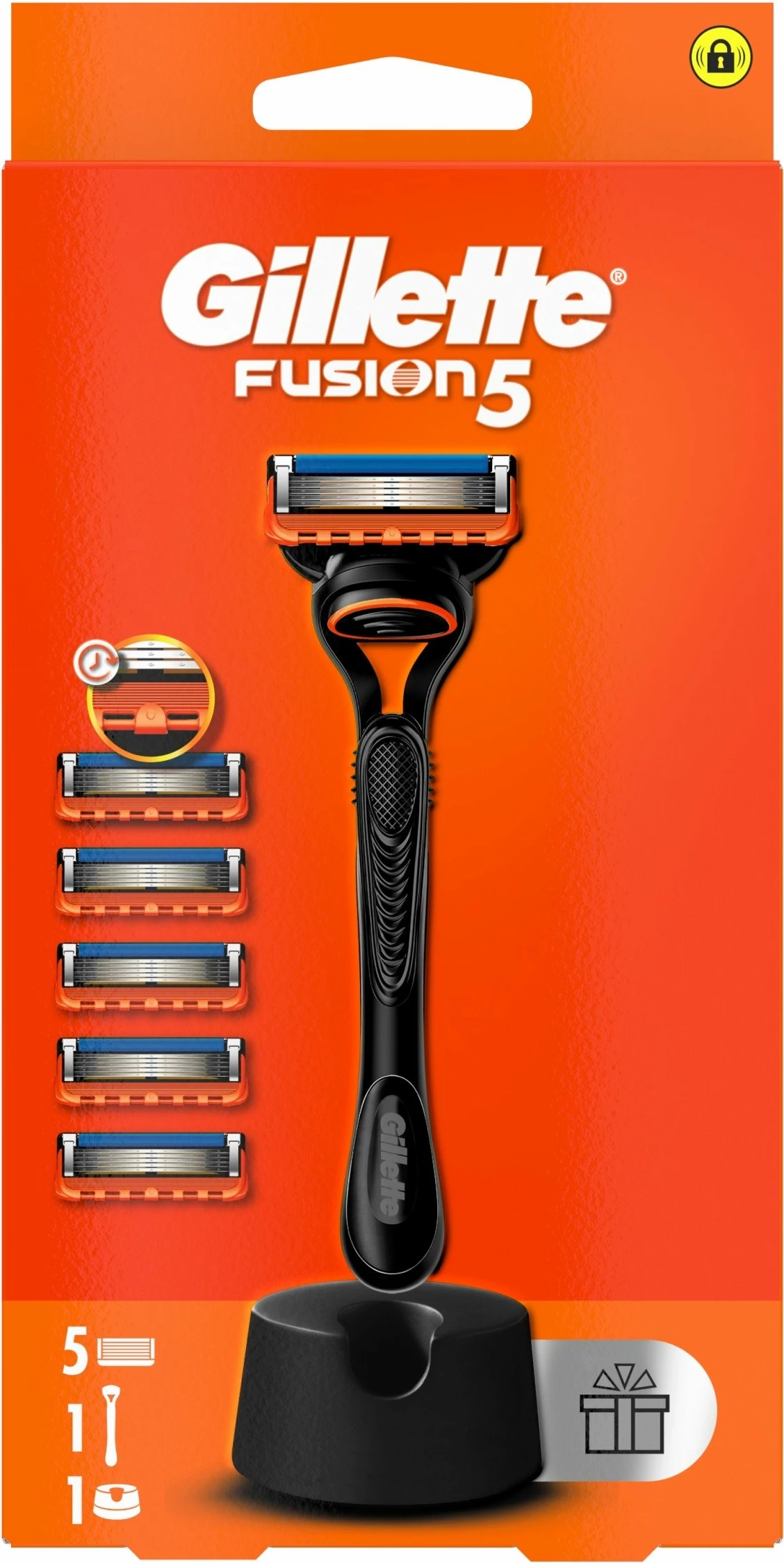 Briskë rroje Gillette Fusion5, 5 tehe rezervë + mbajtëse, e kuqe