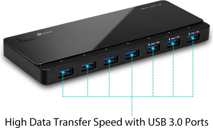 USB hub, TP-Link UH700, 7 porta USB 3.0, e zezë