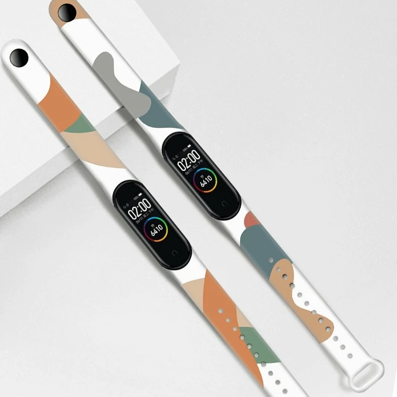 Rrip silikoni Hurtel Strap Moro për Xiaomi Mi Band 3/4, kamuflazh, Bardhë/Verëdhë/Jeshile