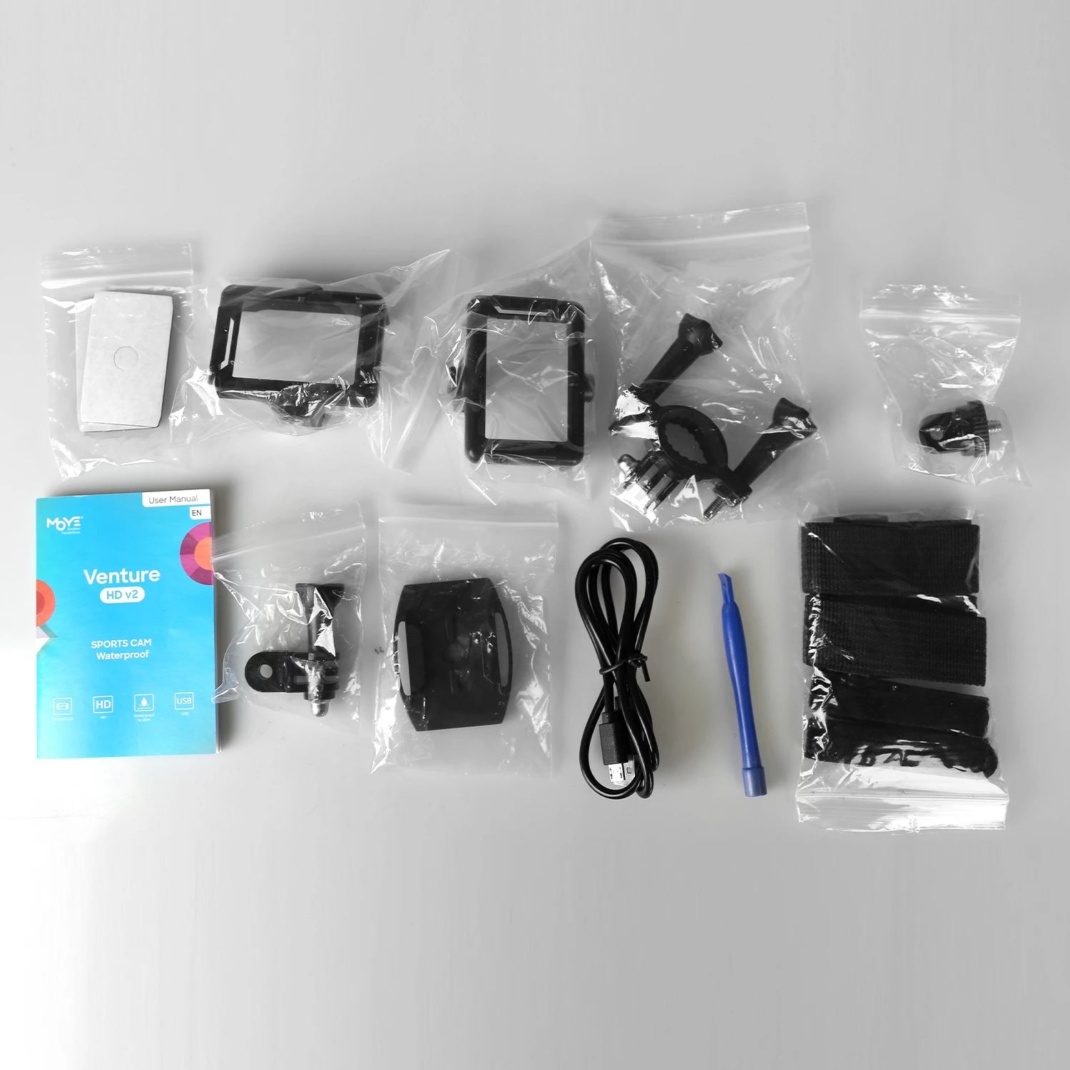 Kamerë aksioni Moye Venture HD V2 Full HD 1080p, 12MP, Wi‑Fi, ekran 2.0" LCD, lente 140°, microSD deri 32GB, blu