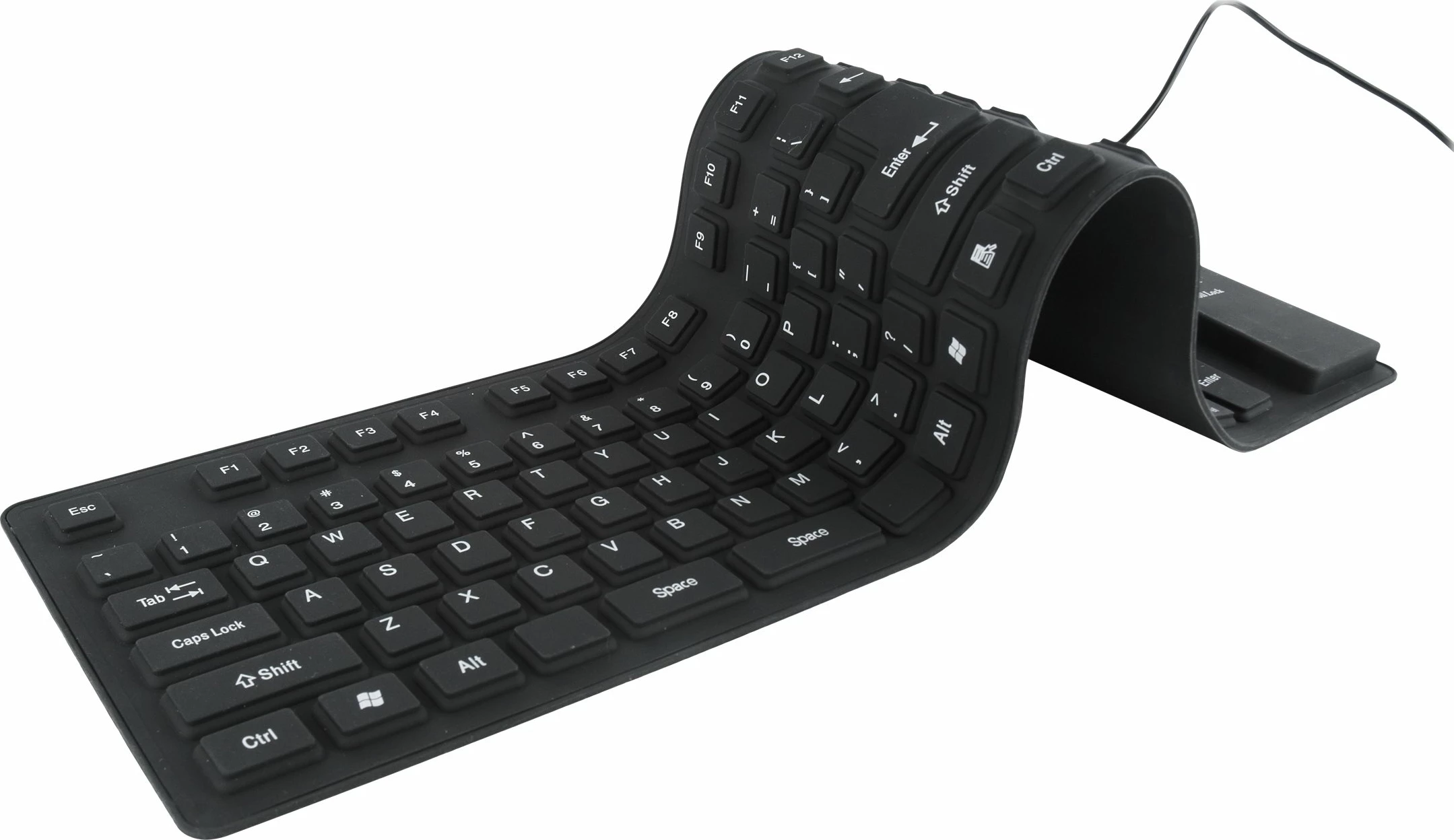 Tastierë fleksibile Gembird KB-109F-B, 109 taste, USB/PS2, e zezë