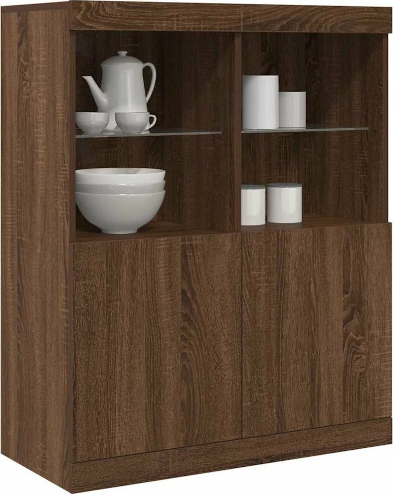 Kabinet vidaXL 81x37x100 cm, 2 dyer, 4 ndarje të hapura, dru kompozit, kafe lis
