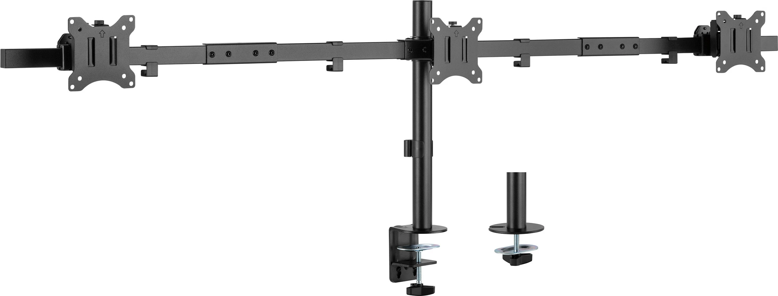 Mbajtëse tavoline për 3 monitorë EQUIP 3TFT 17"-32", VESA 75x75/100x100, 360°, 7kg/monitor, e zezë