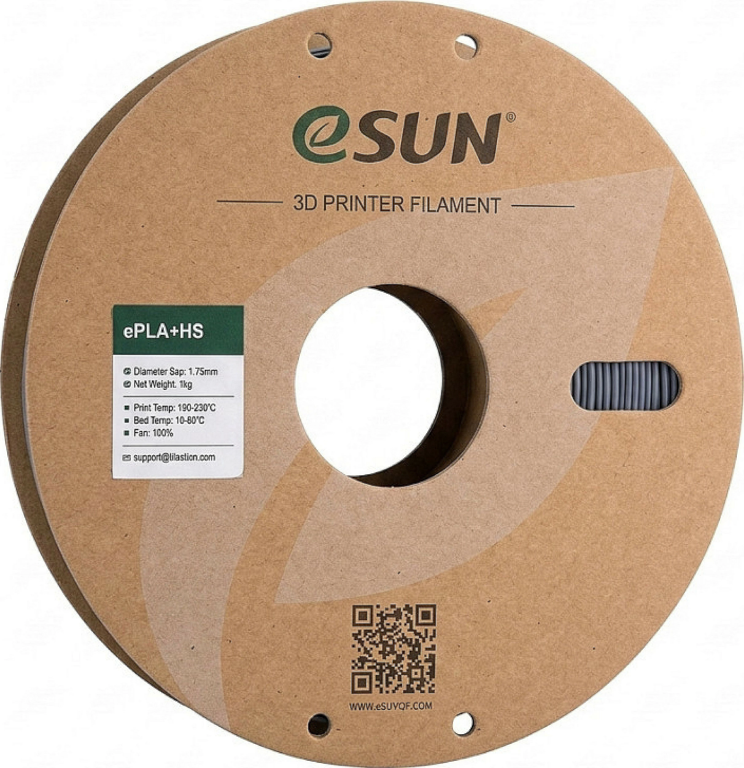 Filament për printer 3D eSun ePLA+HS, 1.75 mm, 1 kg, gri