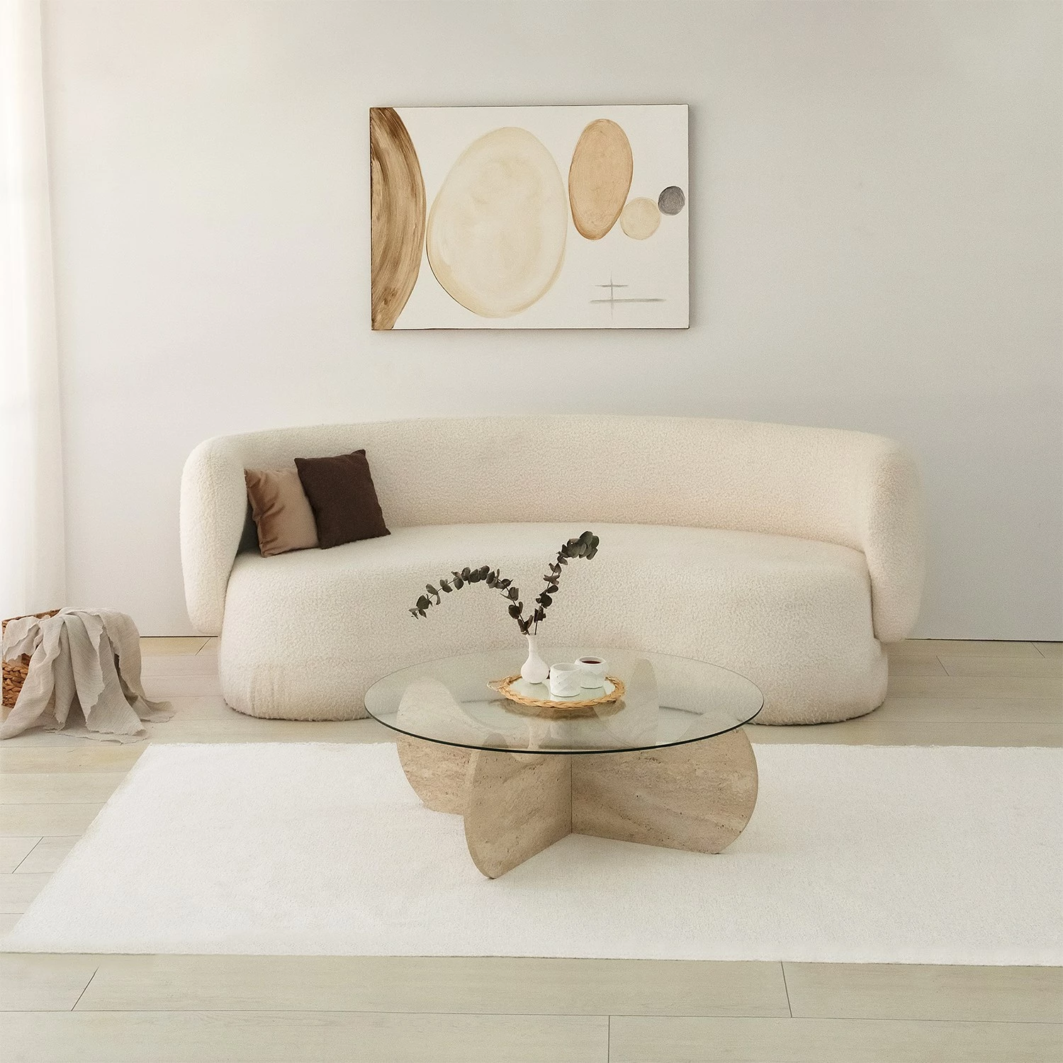 Tavolinë kafeje Skye Decor, ngjyrë travertine, Himalayas