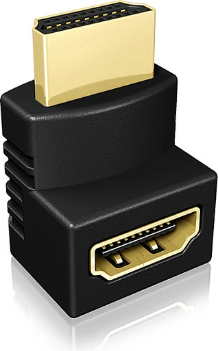 Adapter HDMI ICY BOX, HDMI A M në HDMI A F, 4K, kontakte të arta, i zi
