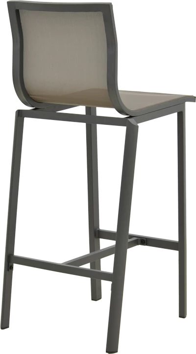 Karrige për bar Melina, alumini i lehtë, ngjyrë antracit, tekstil gri, 45x49x115cm