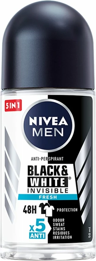 Antiperspirant roll-on Nivea Men Black&White Invisible Fresh për meshkuj 50ml Black&White