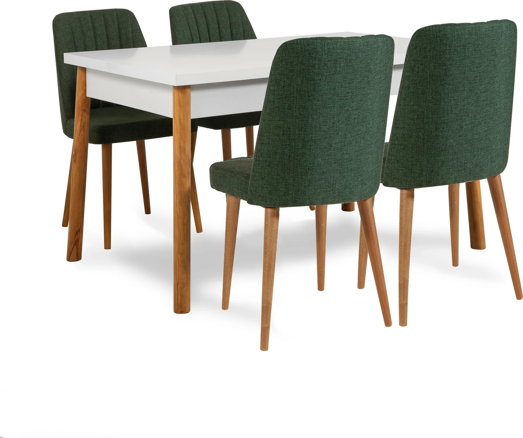 Tavolinë me karrige, set 5 pjesësh, Skye Decor, ngjyrë pishë Atlantike, e bardhë, e gjelbër