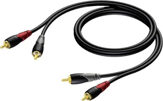 Kabllo audio PROCAB CLA800/1, 2x RCA mashkull në 2x RCA mashkull, 1m, e zezë