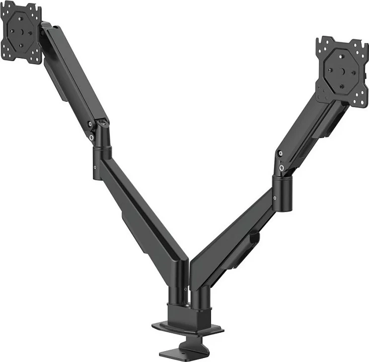 Mbajtëse monitori Hama, 2 monitorë, gas spring, 17-35", VESA 75x75/100x100, clamp tavoline, e zezë