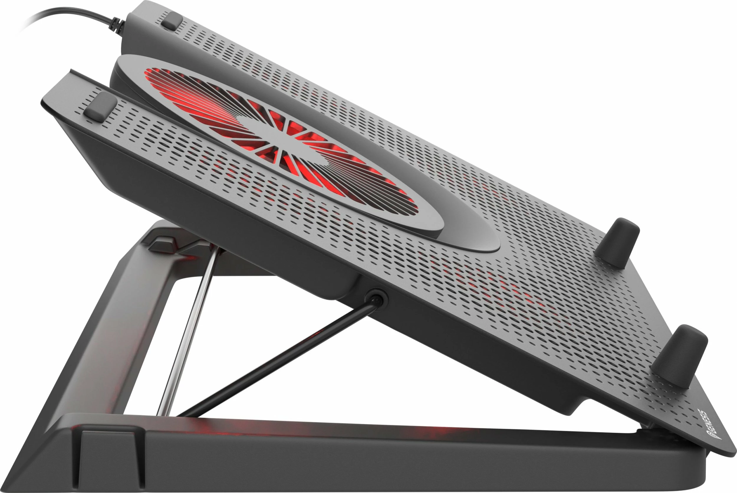 Mbajtëse ftohëse për laptop Genesis Oxide 550 NHG-1411, deri 17.3\", 5 ventilatorë, LED, USB 2.0 hub, e zezë