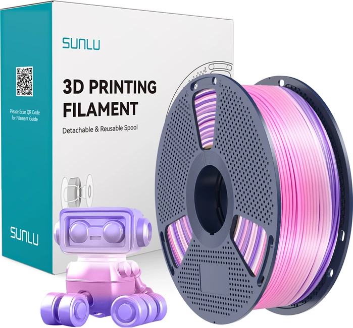 Filament 3D Sunlu PLA+ Silk R 03 1.75 mm 1 kg Rainbow