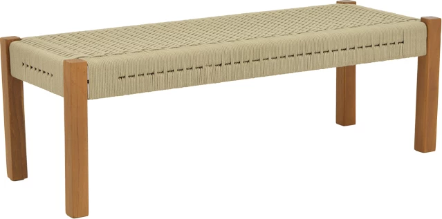 Stol Uma dru teak dhe litar pe, hije natyrale, 120x45x40cm