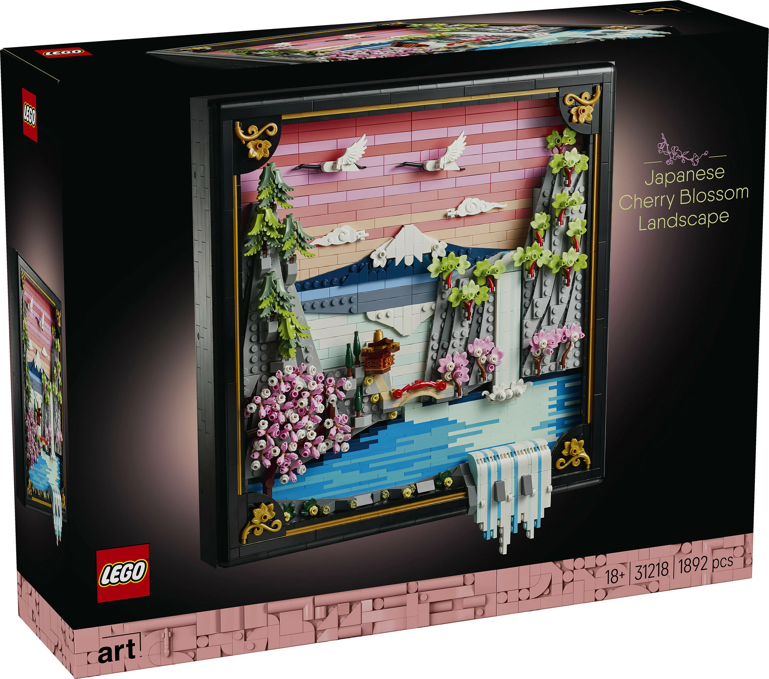 Set ndërtimi LEGO Art 31218 Japanese Cherry Blossom Landscape, 1892 copë, dekor muri 3D, Multikolor