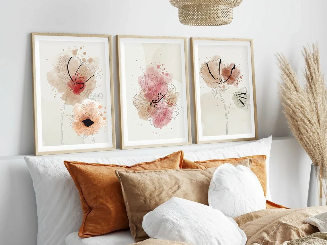 Pikturë dekorative me kornizë MDF (3 copë), Wallity, Huhu205, 20x30cm