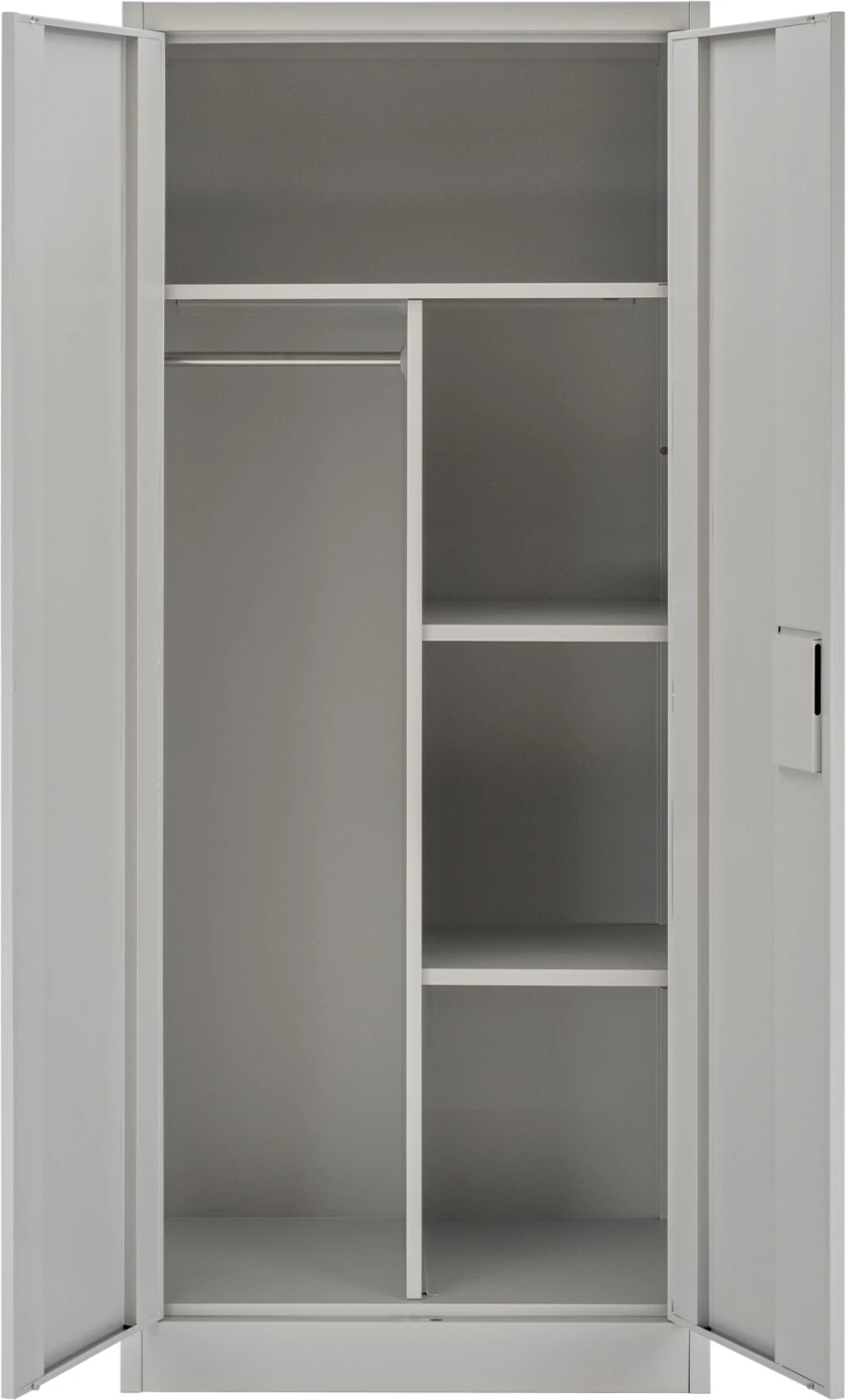 Dollap metalik dykanatësh, ngjyrë gri e çelët, HRONDA FH5749.21, me ndarës dhe çelës, 70x40x170cm