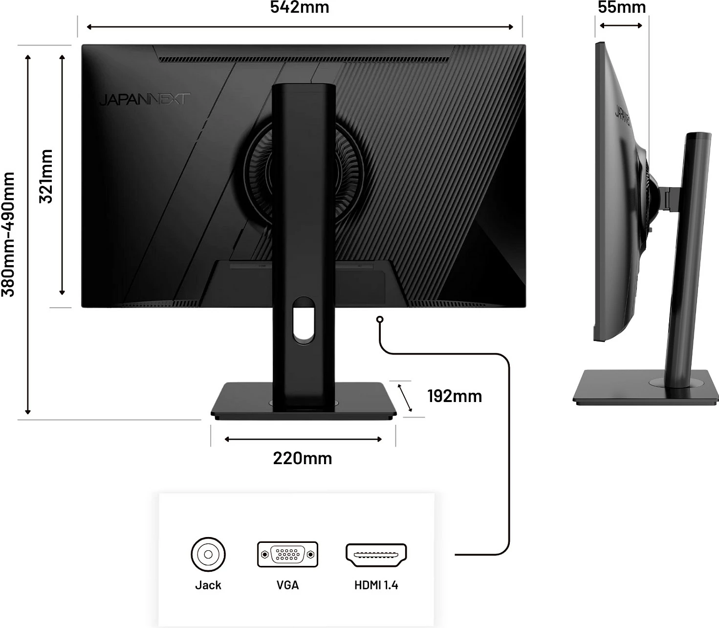 Monitor JAPANNEXT JN-IPS2382FHDR-HSP, 23.8 inç, Full HD, HDR, FreeSync, i zi