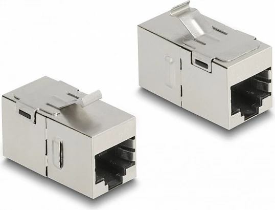 Modul Keystone DeLOCK RJ45-RJ45 Cat6A, femër-femër, i sheshtë, metalik