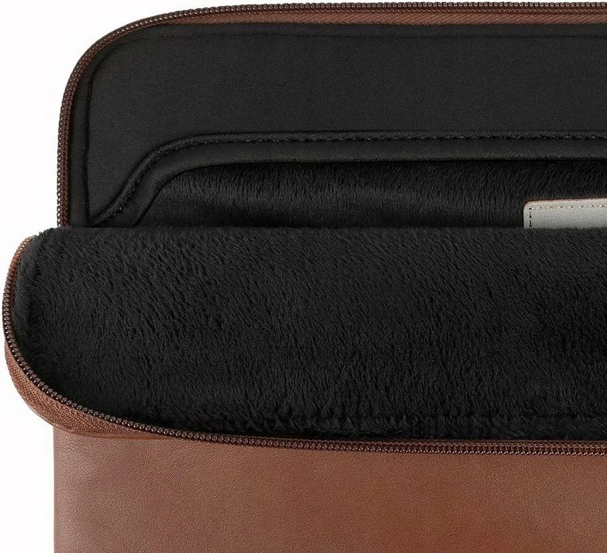Mbështjellës për laptop Tech-Protect Fleece Case 16\", me zinxhir, lëkurë artificiale, kafe