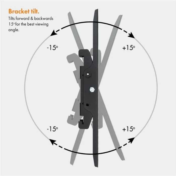 Mbajtëse muri për TV VONHAUS 3005004, 32-70\", deri 75 kg, tilt -15°/+15°, VESA deri 600x400, e zezë