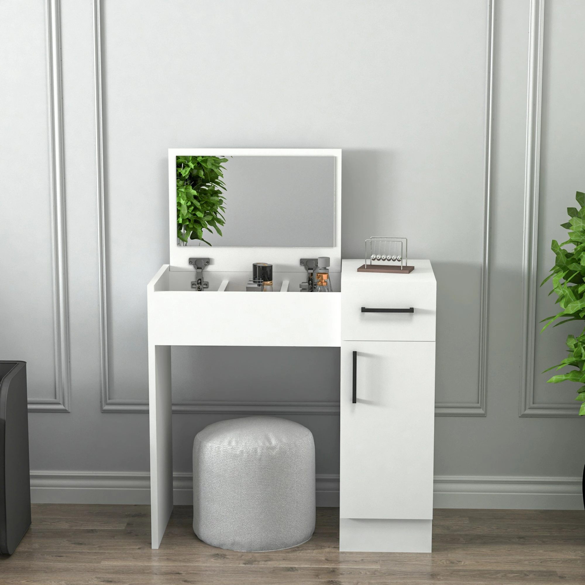 Tavolinë grimi Skye Decor, e bardhë, Inci