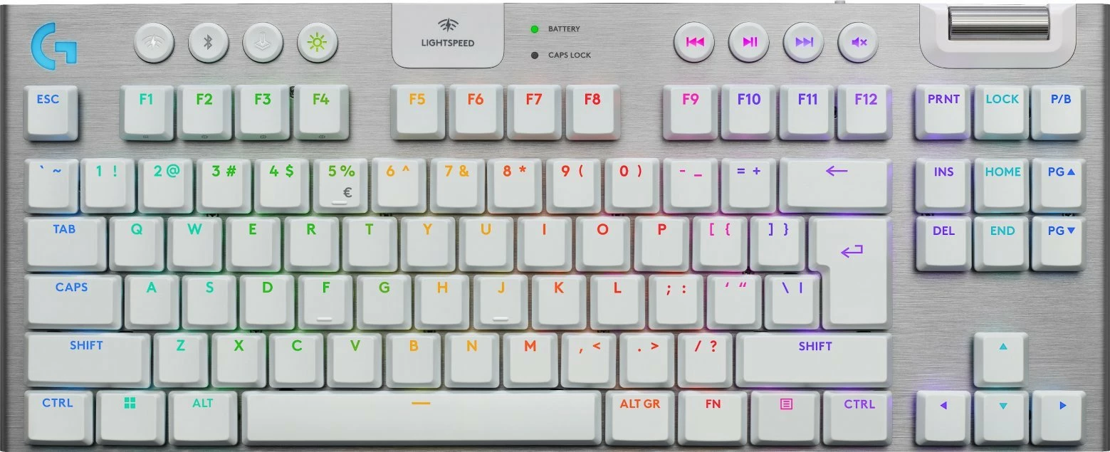 Tastierë gaming mekanike Logitech G915 X Lightspeed TKL GL Tactile (920-012737), RGB, wireless/USB/Bluetooth, US INTL, e bardhë