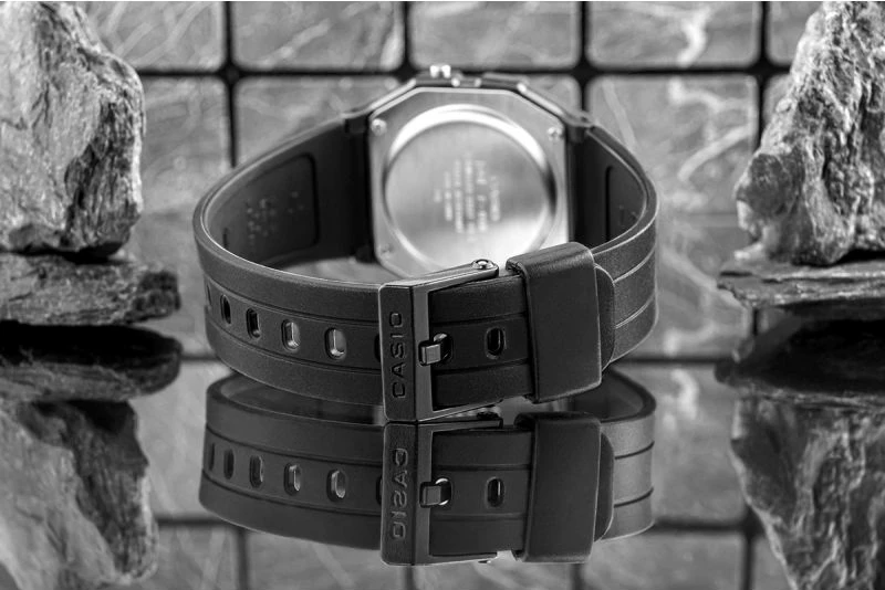 Orë dore për meshkuj CASIO F-91W, e zezë, me kuti