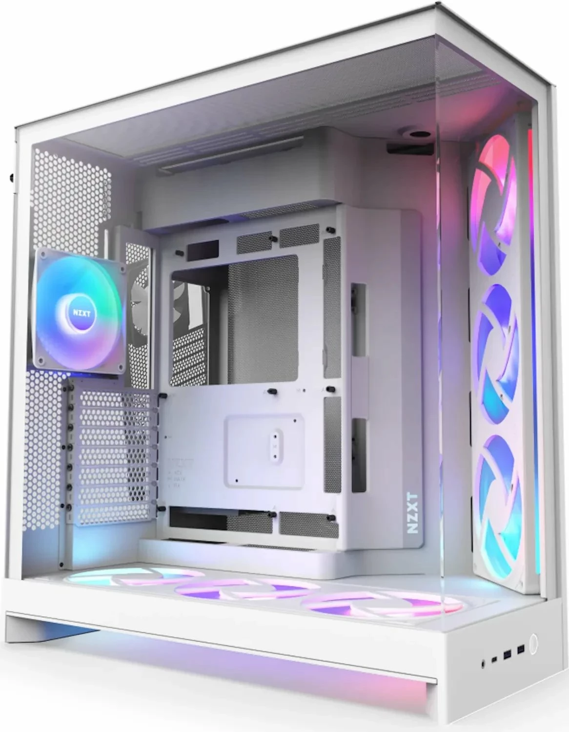 Kasë NZXT H9 Flow RGB+ CM-H92FW-P1 Midi Tower, e-ATX/ATX/mATX/Mini-ITX, 4x F120Q RGB, e bardhë