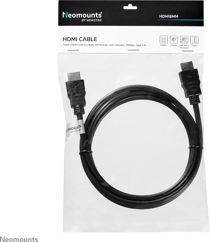Kabllo HDMI Neomounts HDMI6MM, 2 m, HDMI 1.4, 10.2 Gbps, e zezë
