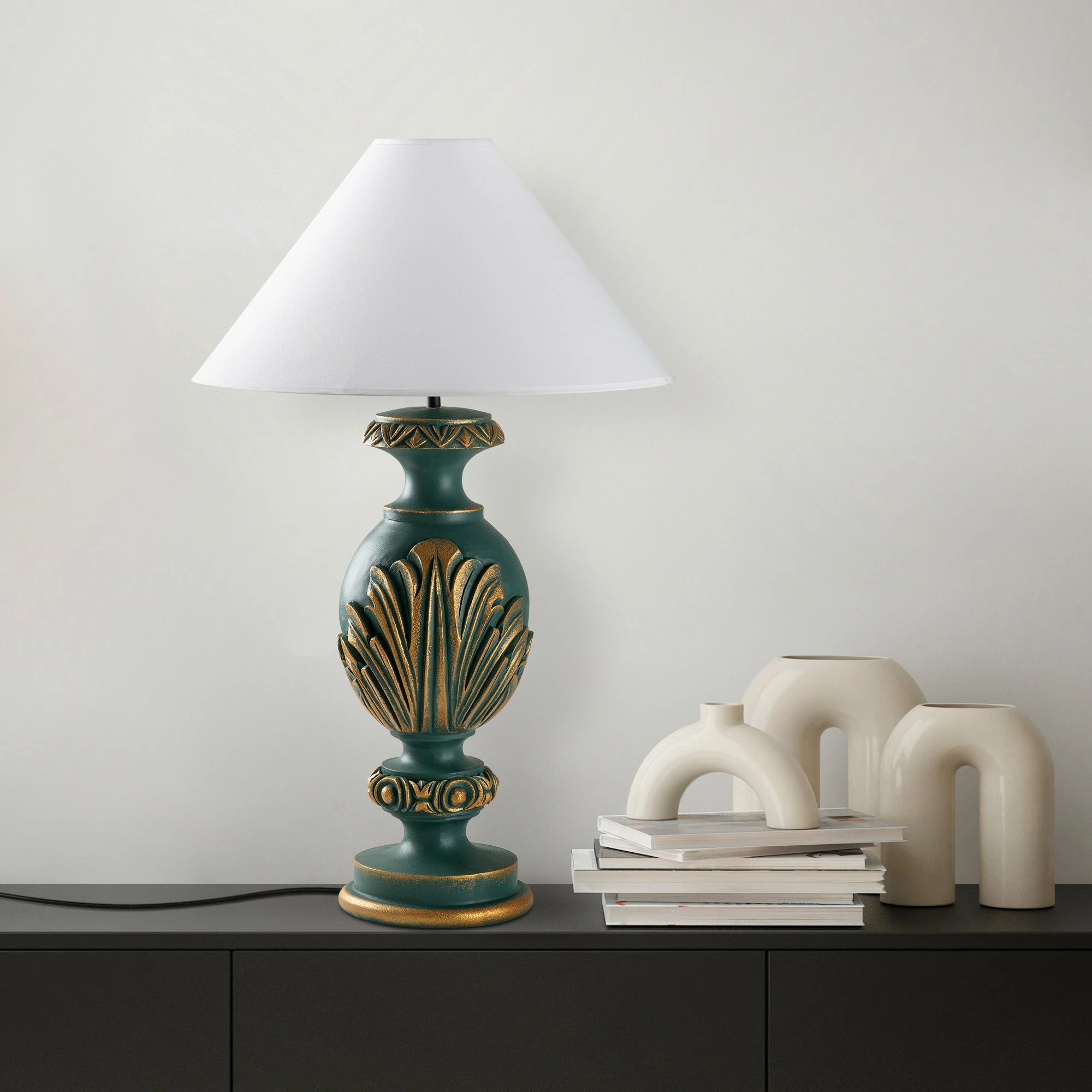 Llambë tavoline Opviq, ELEGANZE-5315, jeshile dhe e bardhë