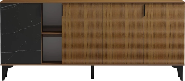 Bufe Riba, pamje arre dhe mermeri të zi, 180x40x78cm