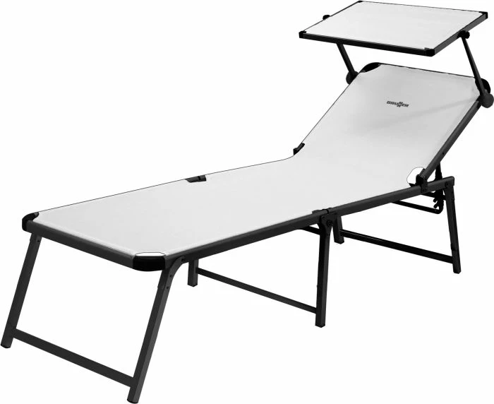 Shezlong kampingu BRUNNER Marbella 0410022N.C00 198x64x48 cm me tendë dielli, i bardhë