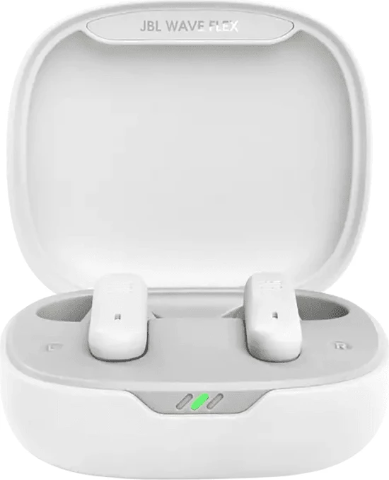 Kufje Bluetooth JBL Wave Flex, 32h bateri, Smart Ambient, VoiceAware, IP54/IPX2, të bardha, 1 palë