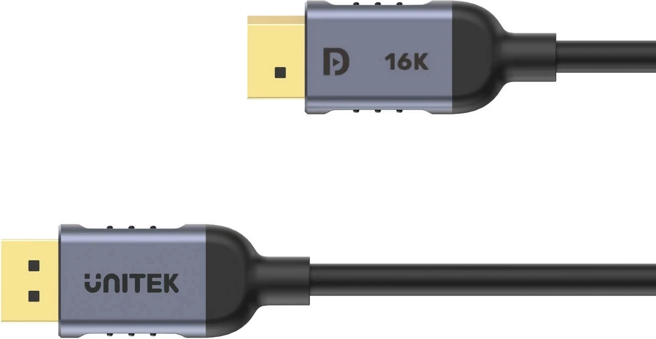 Kabëll DisplayPort Unitek 2.1 8K@120Hz 2m, ngjyrë zi-gri