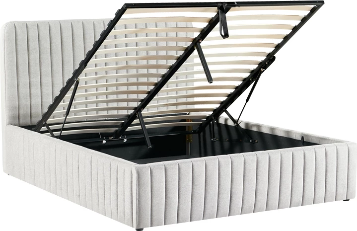 Krevat dopio Zilin, stof gri-bezhë, me hapësirë për depo, 160x200cm