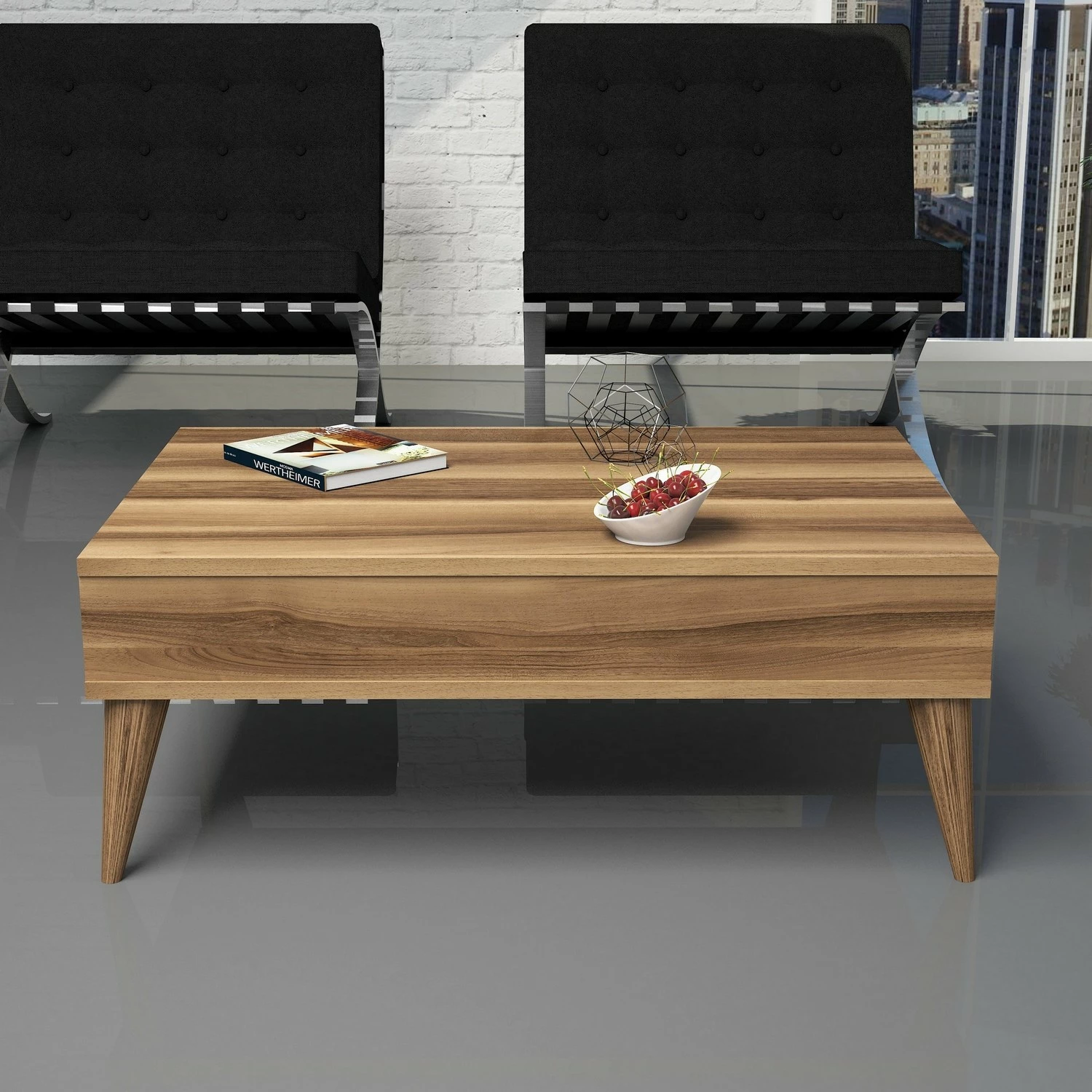 Set mobiljesh për dhomë dite, stil skandinav, ngjyrë arre, Hanah Home, Best