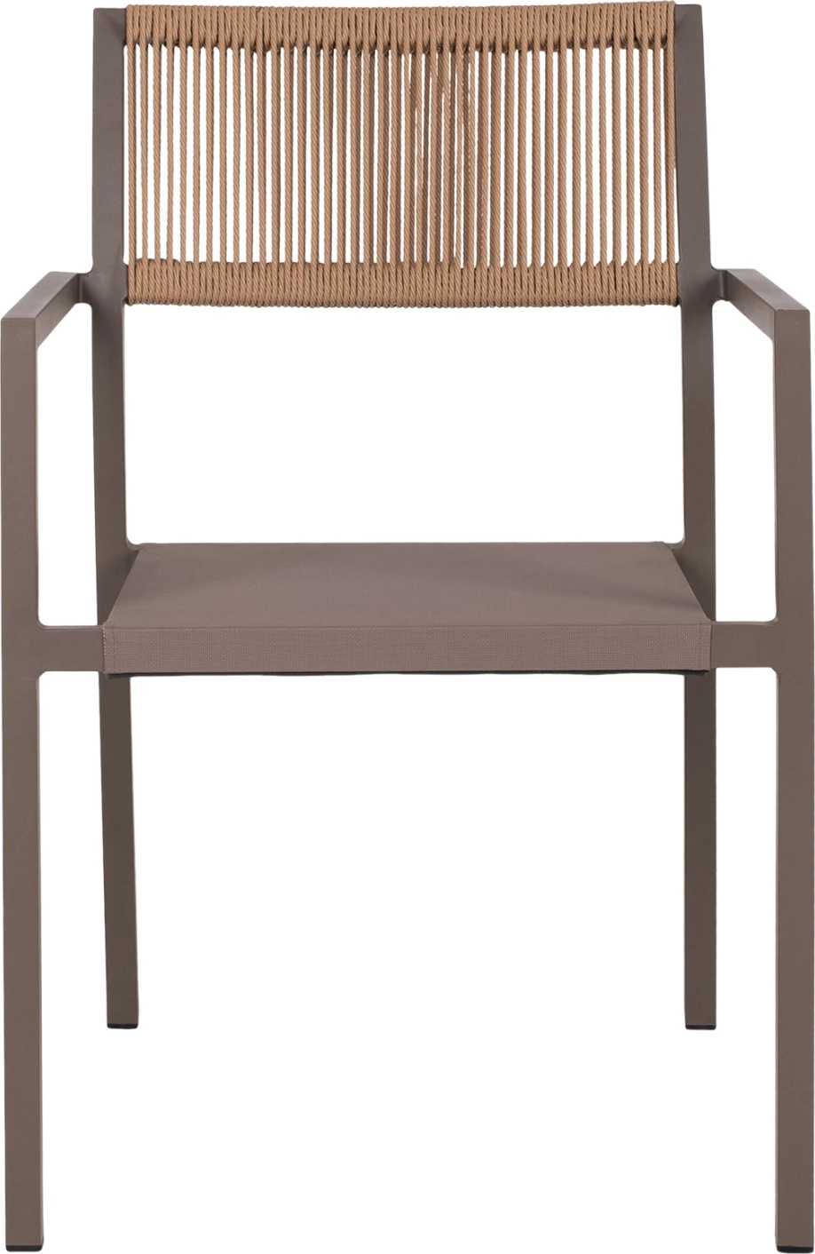 Karrige profesionale alumini, ngjyrë shampanje, me shpinë PE rattan, FH5893.03, 55.5x58.5x83 cm