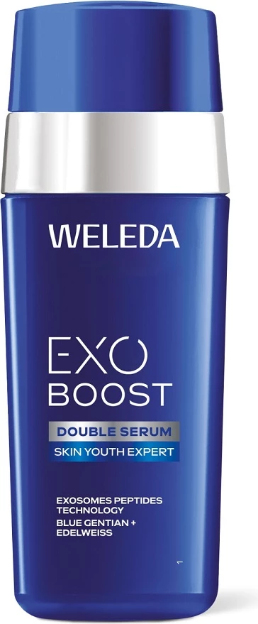 Serum fytyre për femra Weleda Exo Boost Double me Gentian të Verës dhe Edelweiss të Alpeve, 30ml
