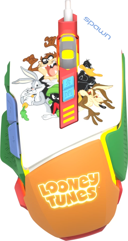 Maus gaming Spawn Looney Tunes RGB, 12800 DPI, 7 butona, USB-A me kabllo të gërshetuar