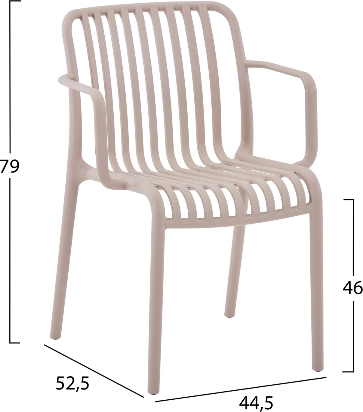 Karrige për jashtë CONVEE FH6105.04 polipropileni, ngjyrë kapuçino, 55x56x79H cm