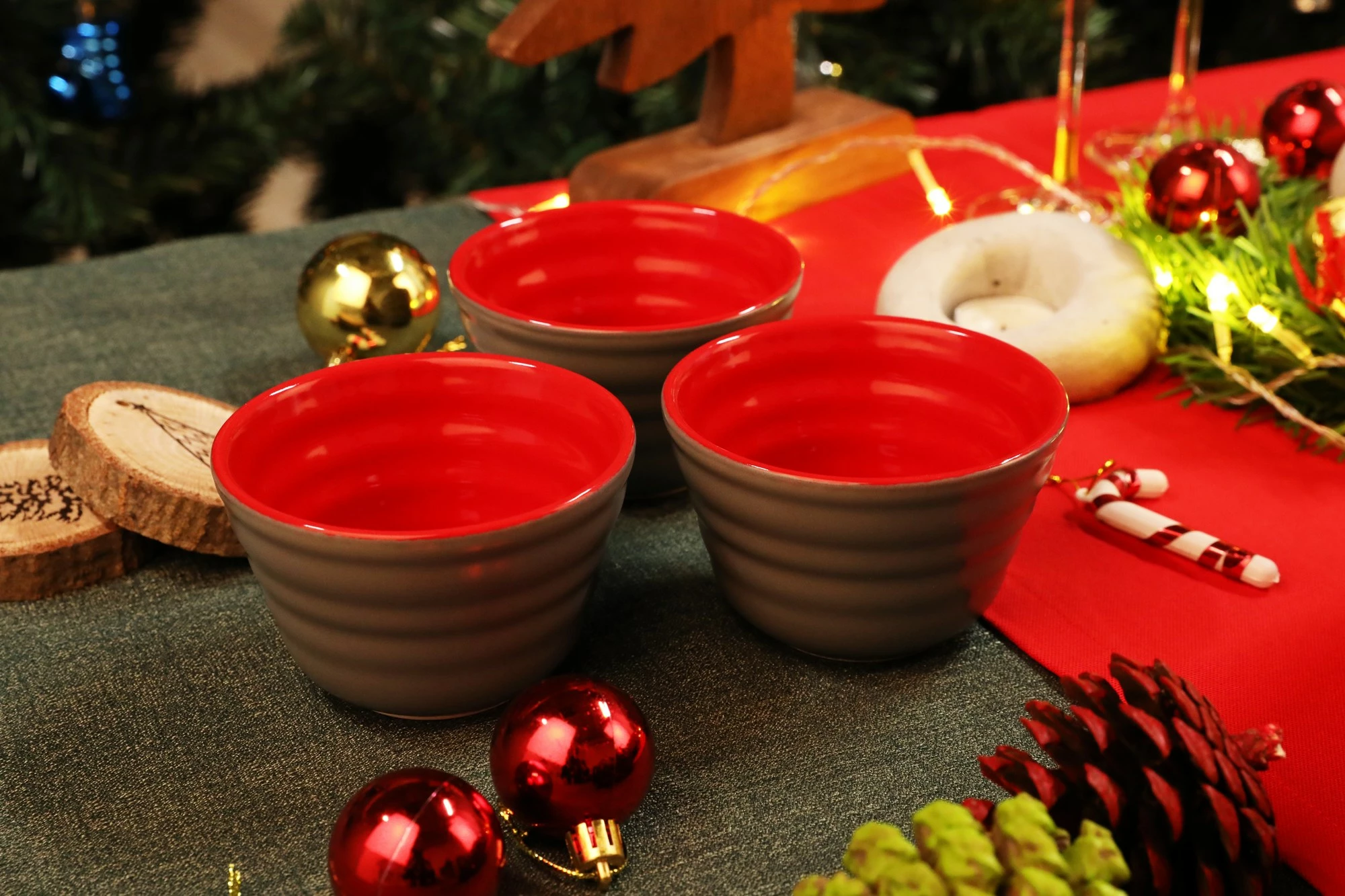Set tasash qeramike (6 copë), Hermia Concept, gri dhe e kuqe, ST514006F469A0000000ACD100