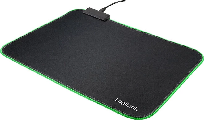 Mauspad gaming LogiLink, RGB LED, 350x260x3mm, i butë, i zi