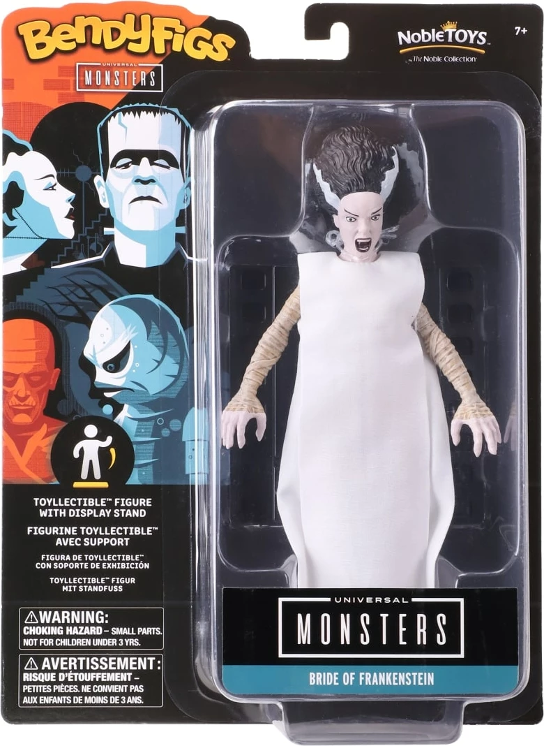 Figurinë e lakueshme NOBLE COLLECTION Bendyfigs Universal Monsters Bride of Frankenstein 19 cm, e bardhë