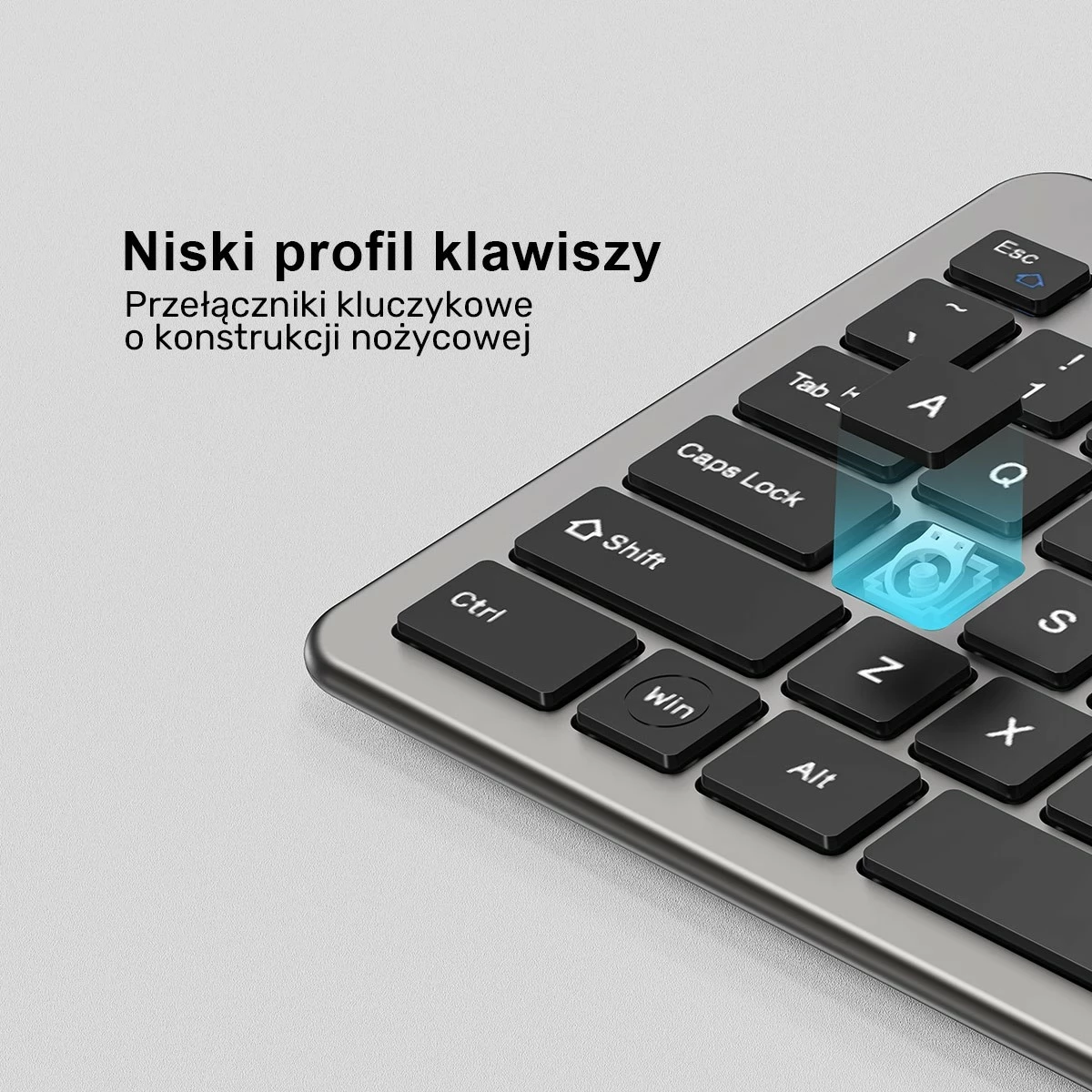 Set tastierë + maus Unitek SlimDuo, wireless 2.4GHz, USB receiver, 1600 DPI, zi-gri