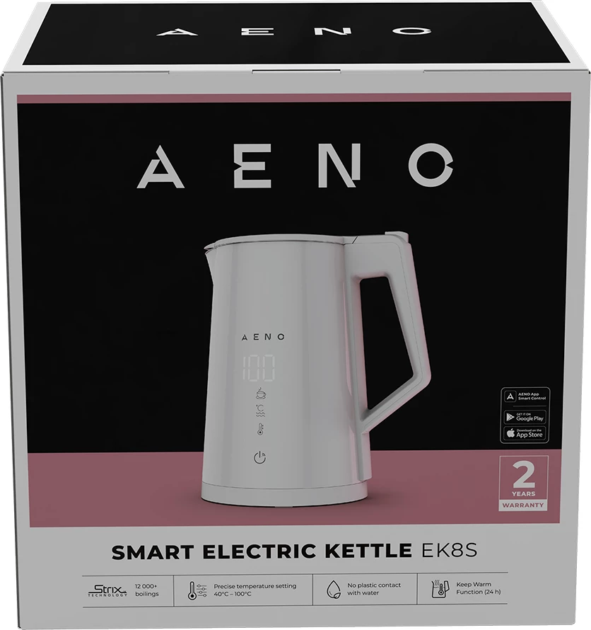 Çajnik elektrik smart AENO EK8S 1.7L 1850-2200W Wi‑Fi kontroll temperature, i bardhë