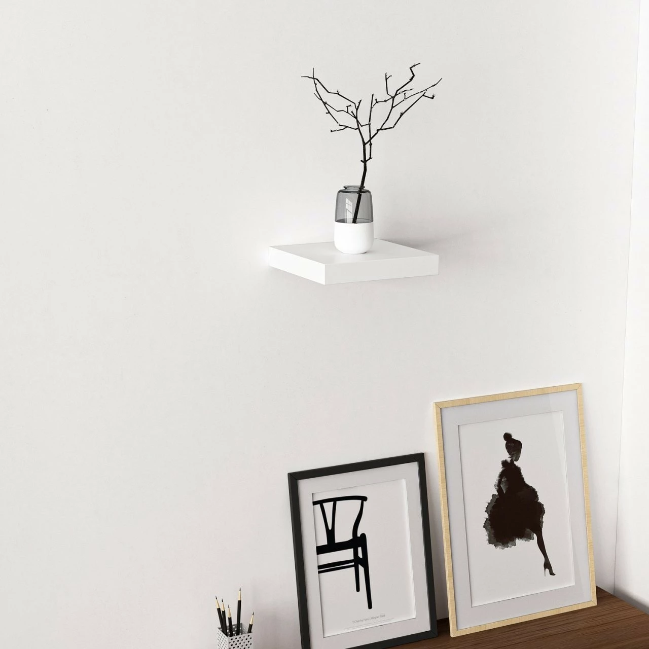 Raft muri Skye Decor, i bardhë, 23 cm